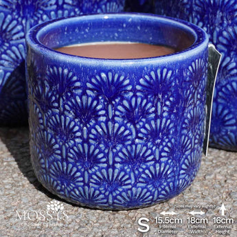 Blue Blossom Flower Pots Frost Proof Glazed Planters by woodlodge