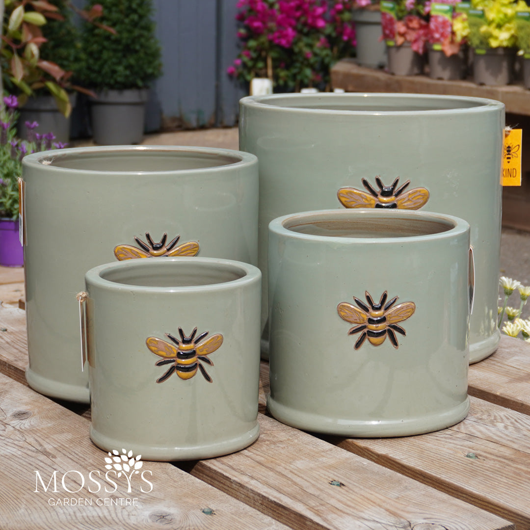 bee plant pots outdoor Green' Bee Pots Glazed Frost Proof Planter