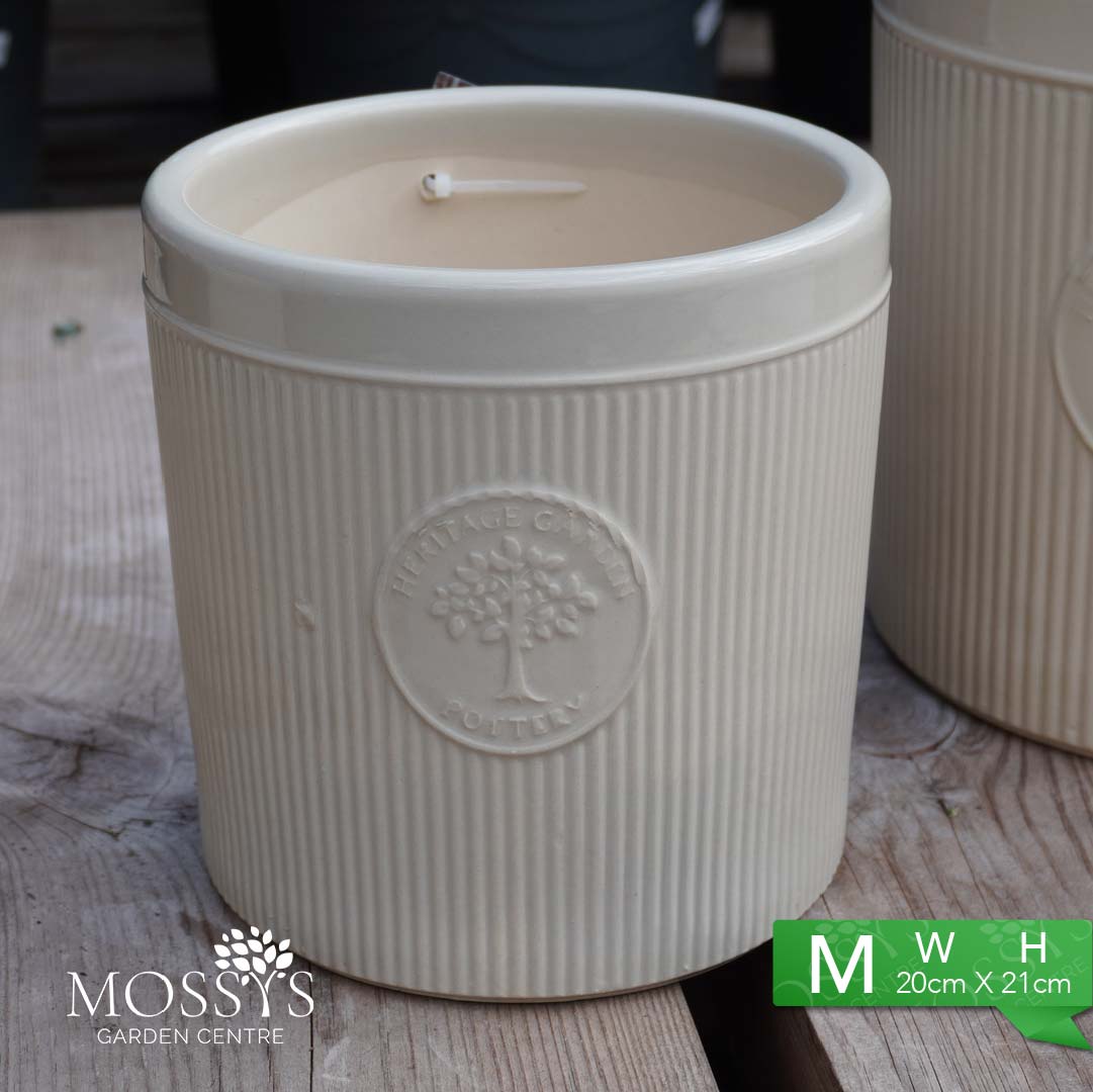 Cream Henry Cylinder Pots Heritage Garden Planters Mossys Garden Centre