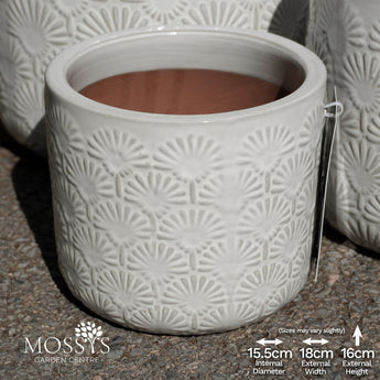 White Blossom Flower Pots Frost Proof Glazed Planter by woodlodge small