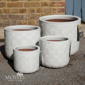 White Blossom Flower Pots Frost Proof Glazed Planter by woodlodge