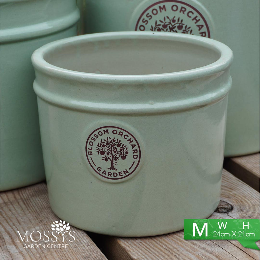 'Green' Heritage Style Blossom Orchard Frost Proof Cylinder Garden Plant Pots