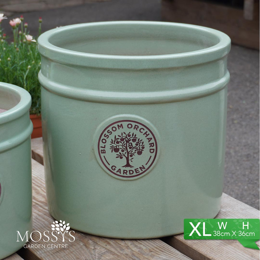 'Green' Heritage Style Blossom Orchard Frost Proof Cylinder Garden Plant Pots