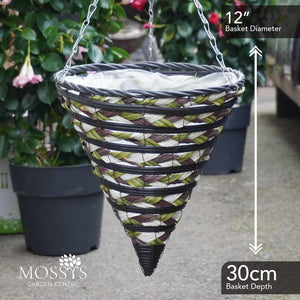All Weather Black & Green Cone 12" Hanging Basket