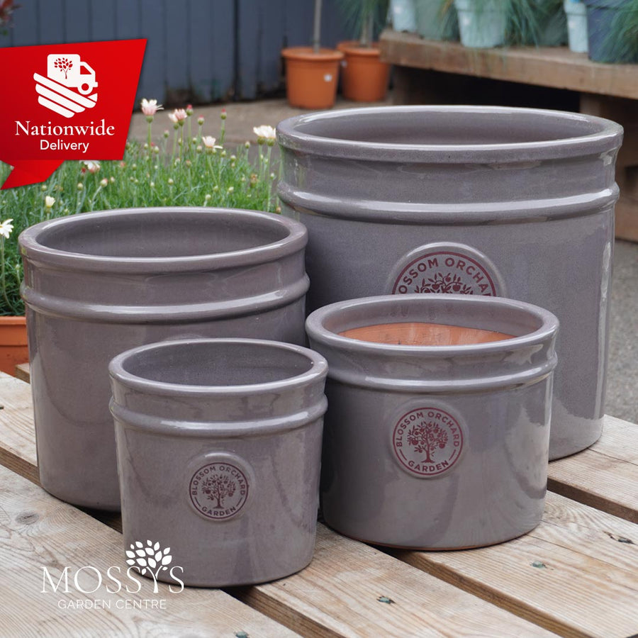 'Grey' Heritage Style Blossom Orchard Frost Proof Cylinder Garden Plant Pots