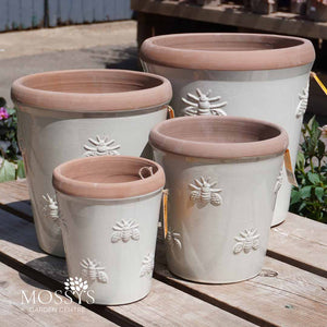 Dipped Creamy White Bumble Bee Garden Planters | Bee Kind Pots