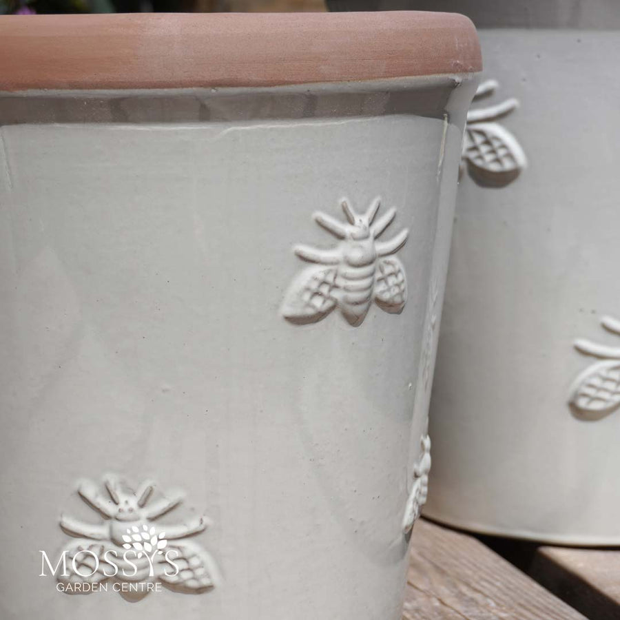 Dipped Creamy White Bumble Bee Garden Planters | Bee Kind Pots
