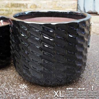 Kraken Wave Pots | Black Frost Proof Glazed Planter xl