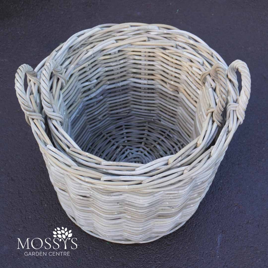 Premium Round Wicker Rattan Home Storage Hamper Baskets Mossys Garden