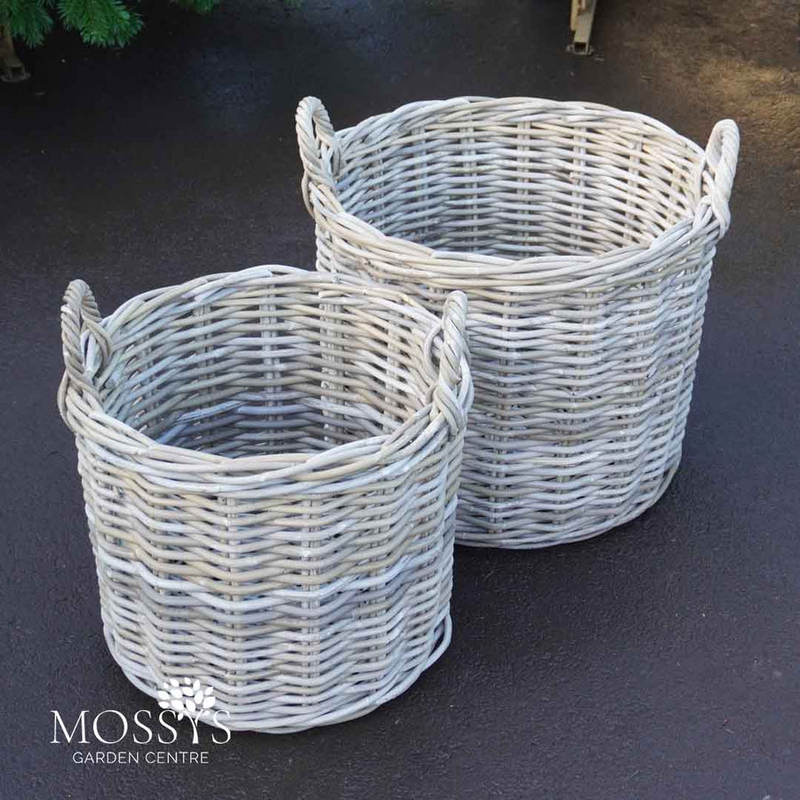 Premium Round Wicker Rattan Home Storage Hamper Baskets Mossys Garden