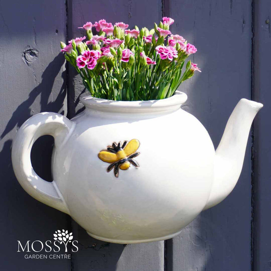 Bee Kind Wall Hanging Teapots | Creamy White