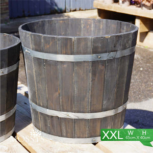 Rustic Garden Tall Wooden Barrel Pot | Outdoor Garden Planter