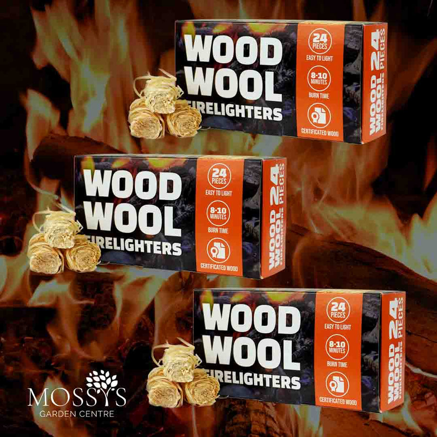 3 natural wood wool fire lighter boxes