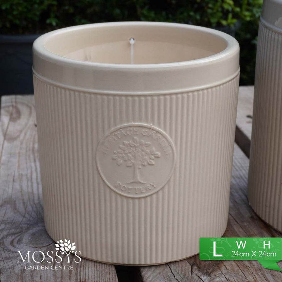 Cream Henry Cylinder Pots Heritage Garden Planters Mossys Garden Centre
