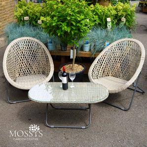 Foldable Rattan Lounger Chairs & Table Set