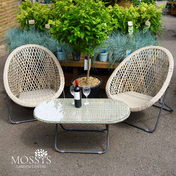 Foldable Rattan Lounger Chairs & Table Set