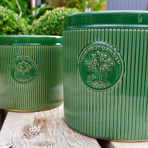 Green Henry Cylinder Pots Heritage Garden Planters