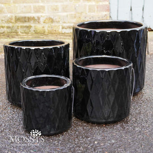 Kraken Diamond Pots | Black Frost Proof Glazed Planter