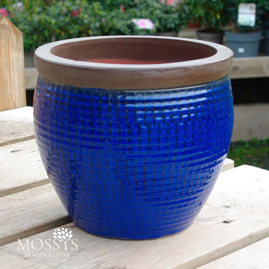 Frost Resistant Glazed Blue Pot