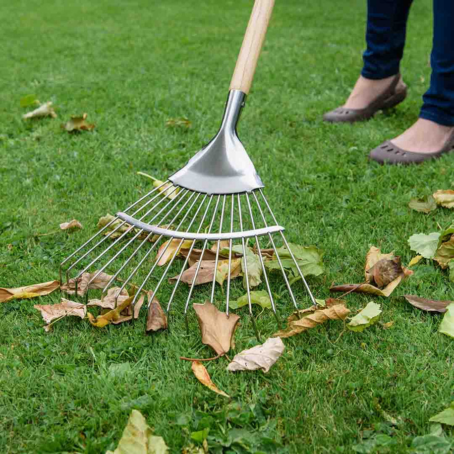 Stainless Steel Long Lawn and Leaf Rake - Kent & Stowe