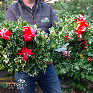Fresh Hand Made Holly Wreath (30-40cm)